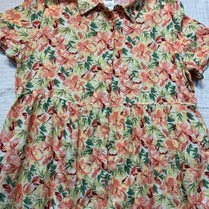 Blair Kids Floral Button Down Shirt - Red, Green, Yellow